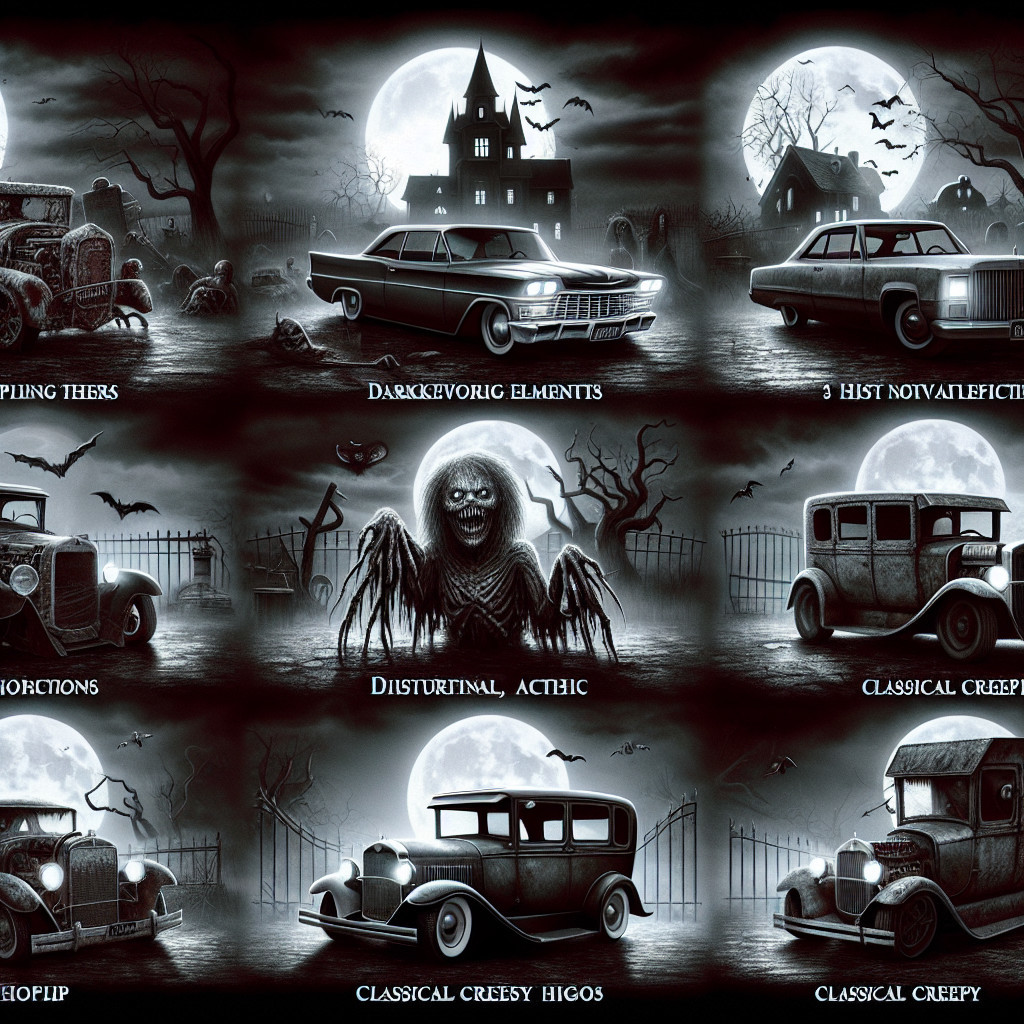 Dark Collage of Classic Horror Elements in Graveyard