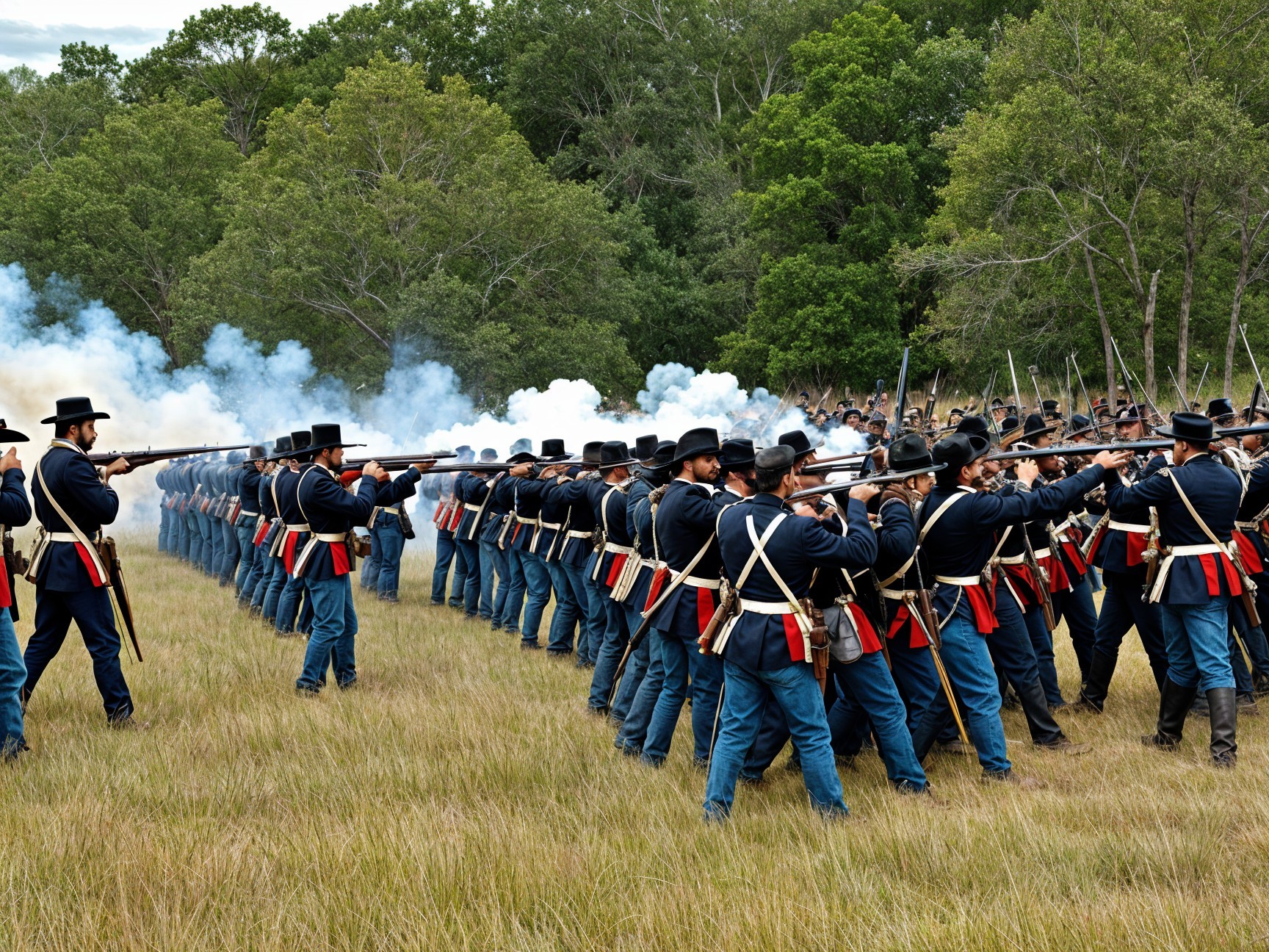 Civil War Soldiers in Formation with Muskets