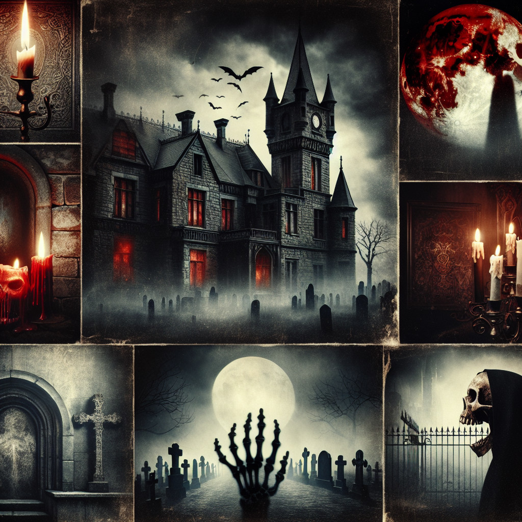 Haunted Mansion Collage with Eerie Atmosphere