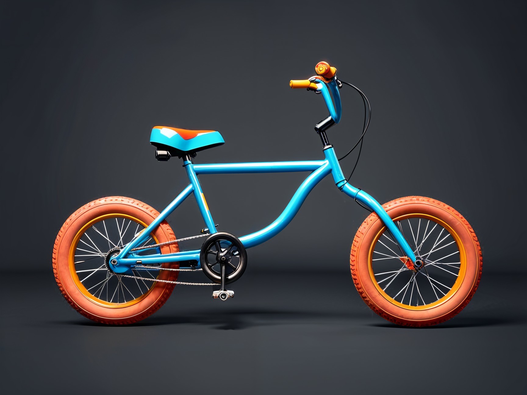 Stylized Bicycle with Blue Frame and Orange Accents