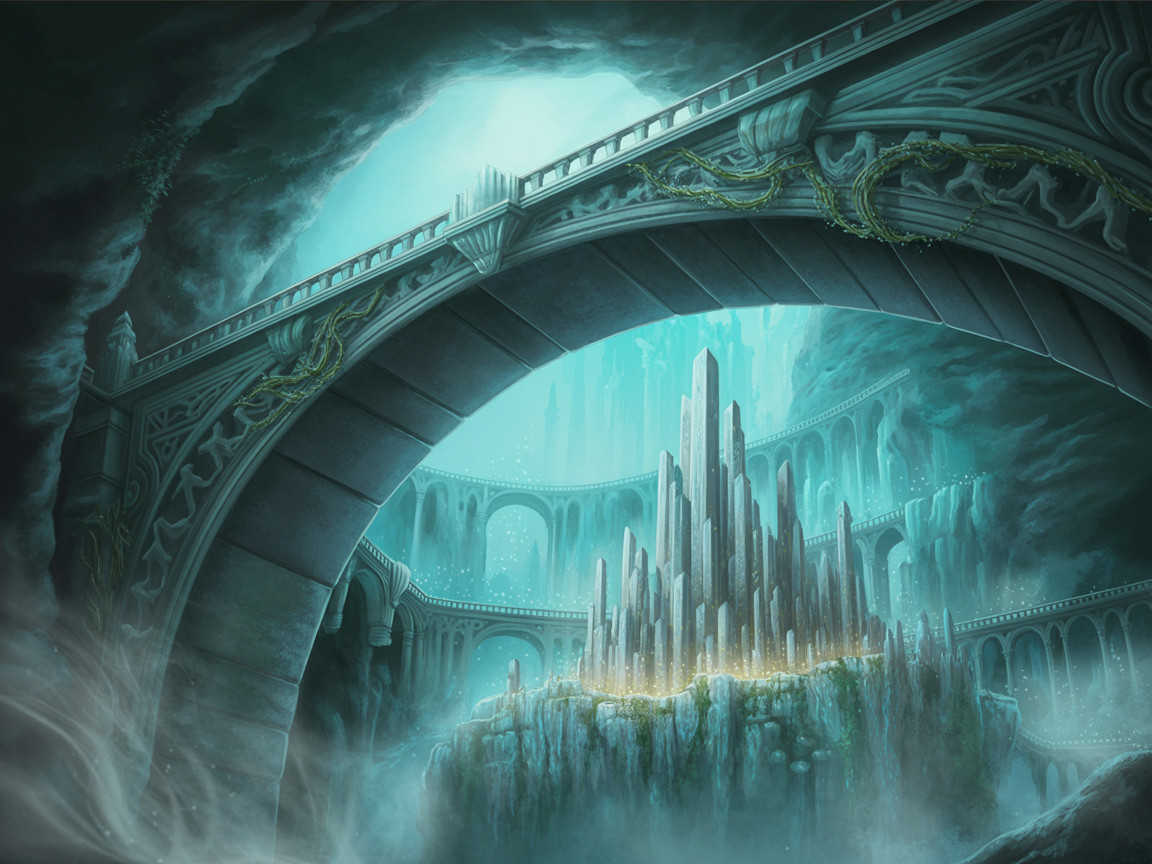 Mystical Underground Cavern with Ethereal Blue Light