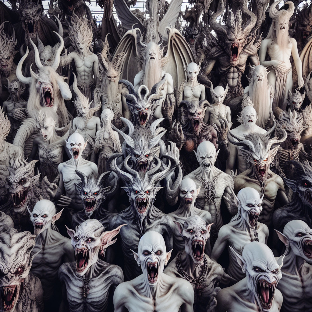 Chaotic Assembly of Grotesque Monstrous Figures
