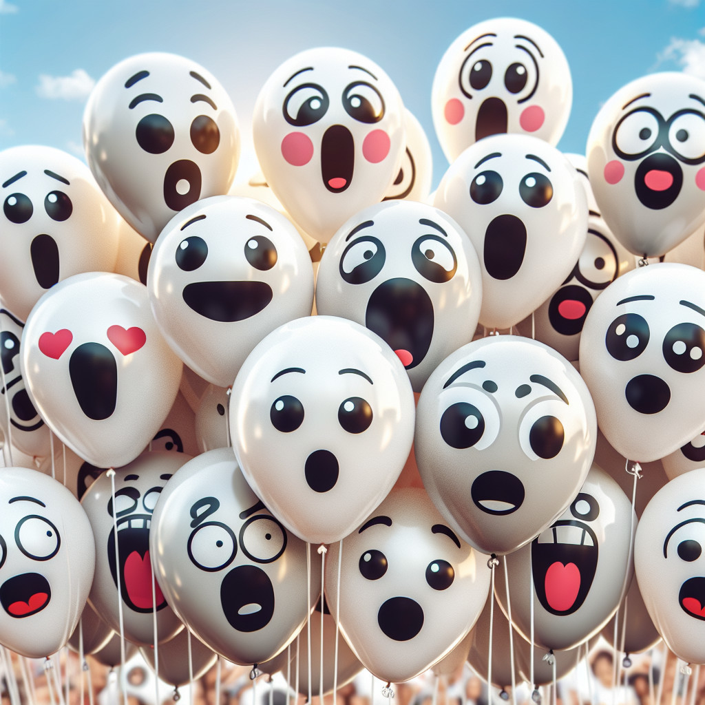 Colorful Balloons with Expressive Faces in Sunshine