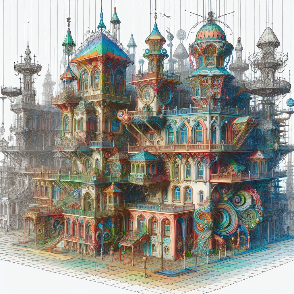 Vibrant Fantastical Structure with Whimsical Details