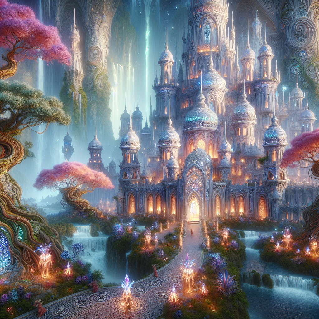 Opulent Castle in Enchanting Fantasy Landscape
