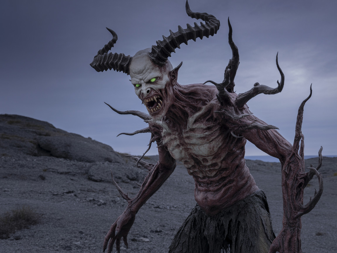 Monstrous Figure in a Desolate Landscape Description