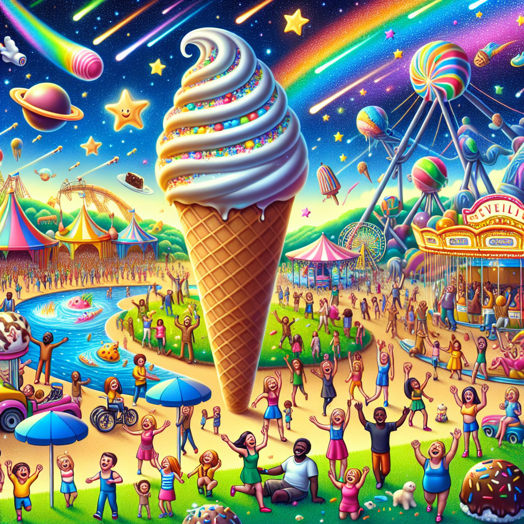 Colorful Carnival Scene with Ice Cream Cone Centerpiece