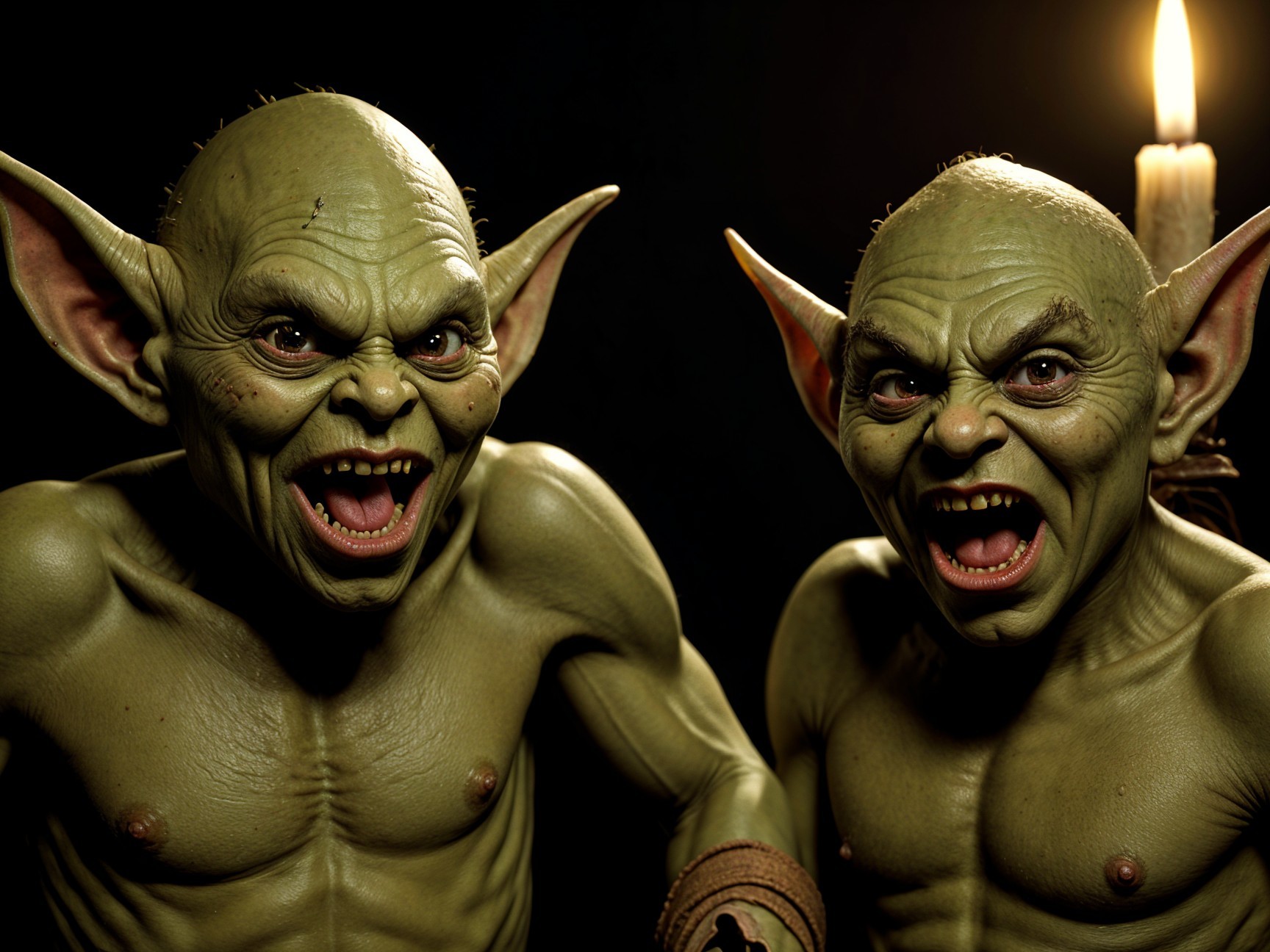 Green Goblin-Like Creatures with Fierce Expressions