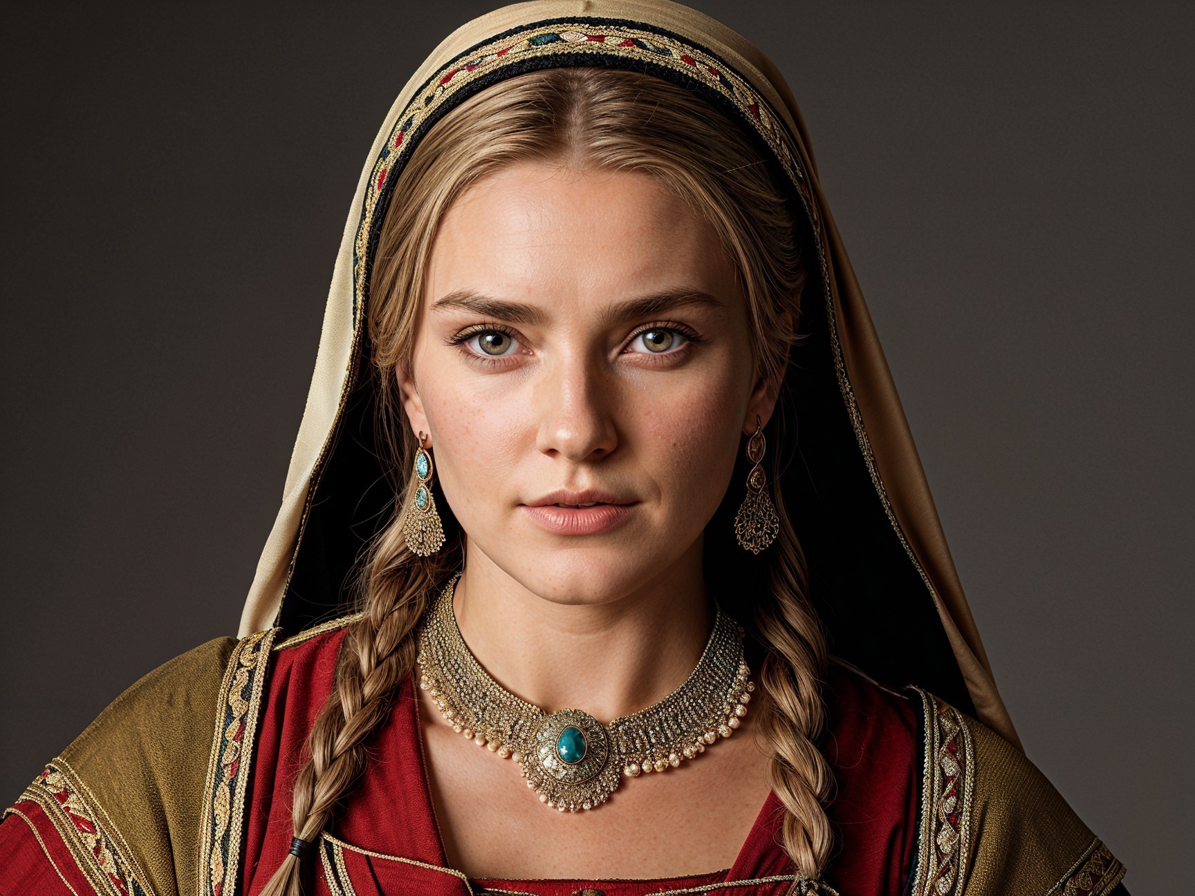 Elegant Young Woman in Traditional Attire with Jewelry
