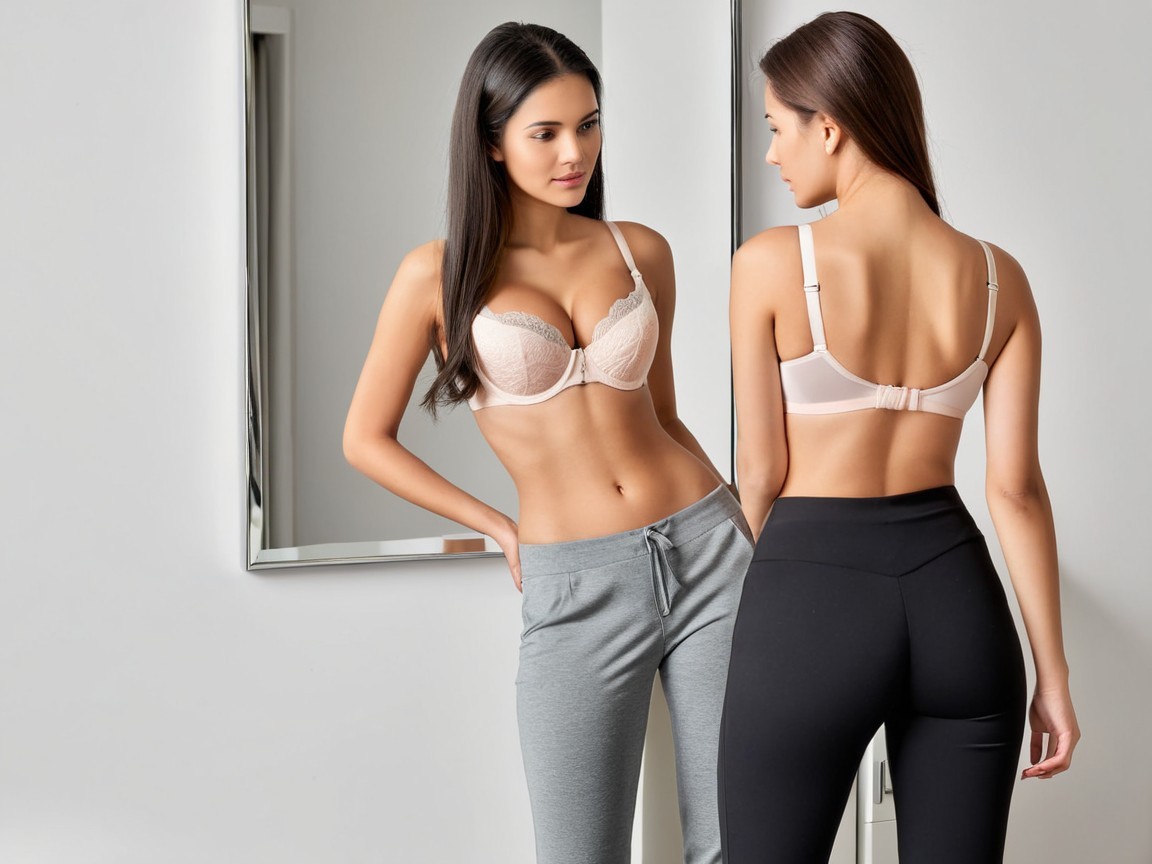 Young Woman Posing in Stylish Lingerie Set