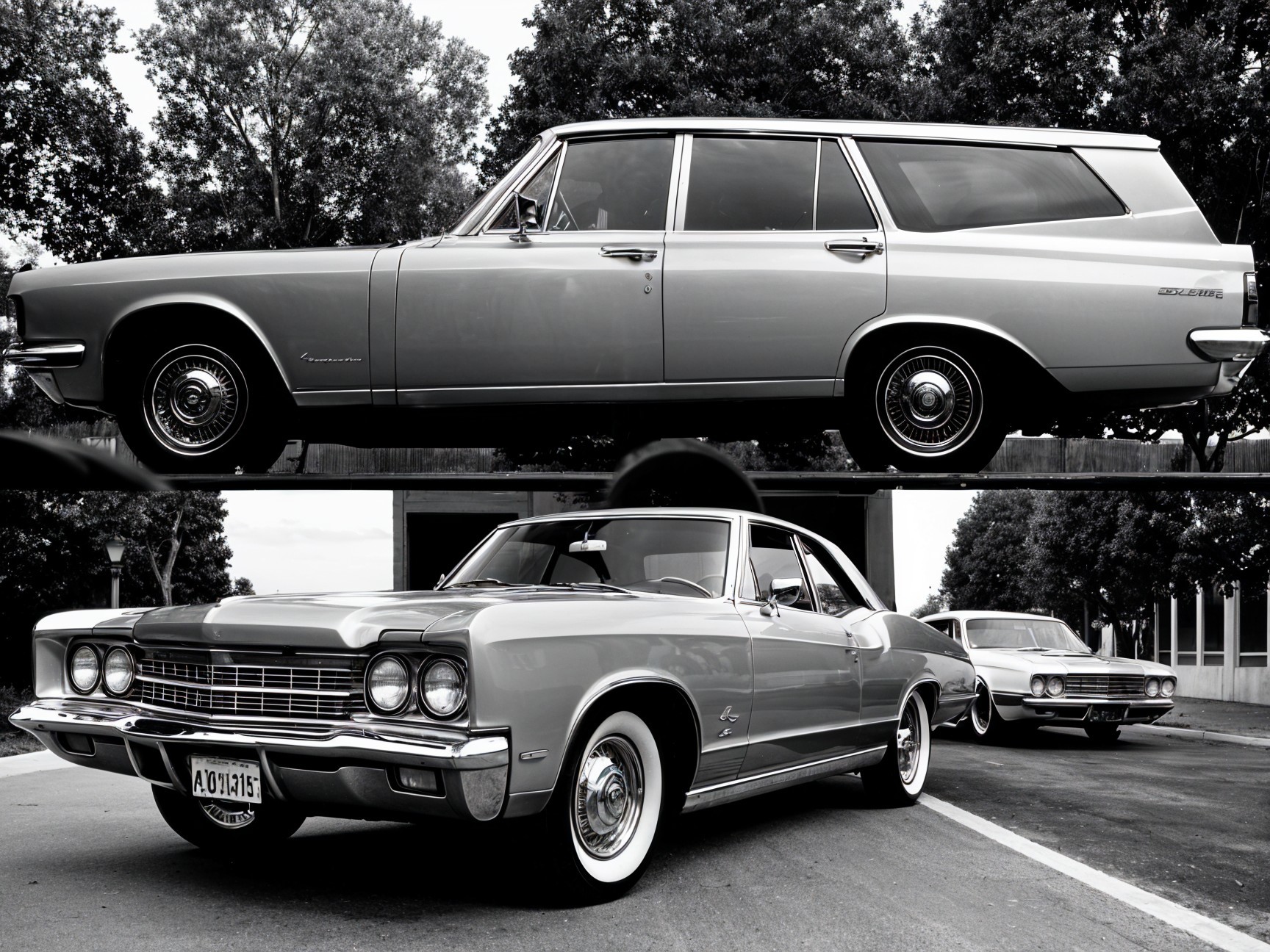 Classic American Car Scene with Vintage Vehicles