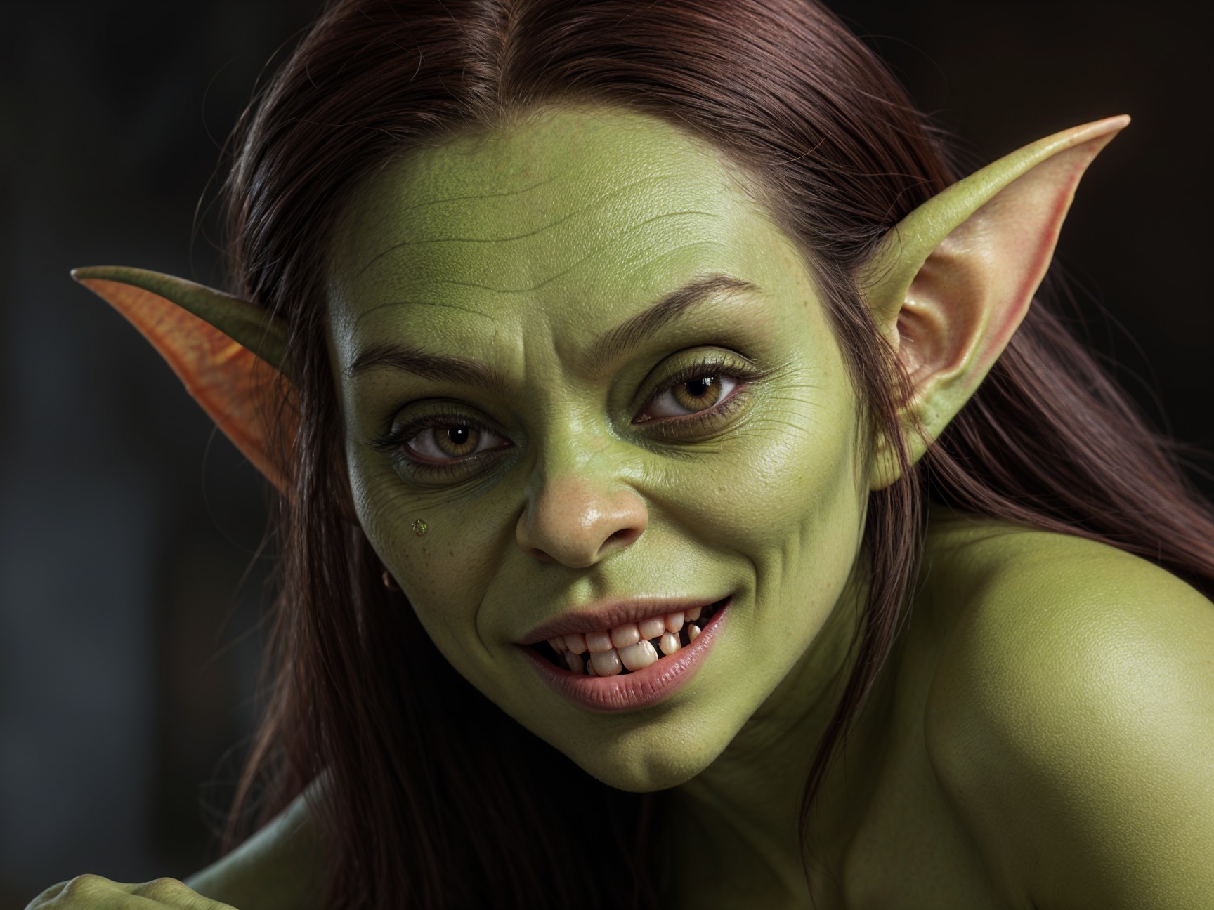 Fantasy Creature with Green Skin and Pointed Ears