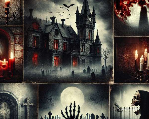 Haunted Mansion Collage with Eerie Atmosphere