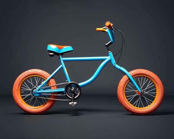 Stylized Bicycle with Blue Frame and Orange Accents