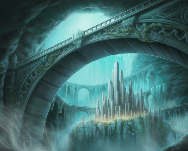 Mystical Underground Cavern with Ethereal Blue Light