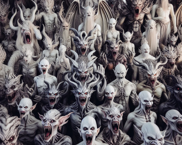 Chaotic Assembly of Grotesque Monstrous Figures