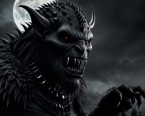 Dark Creature with Sharp Features and Red Eyes