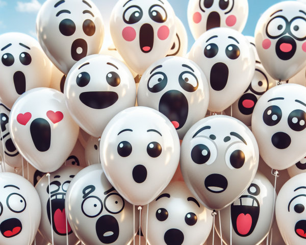 Colorful Balloons with Expressive Faces in Sunshine