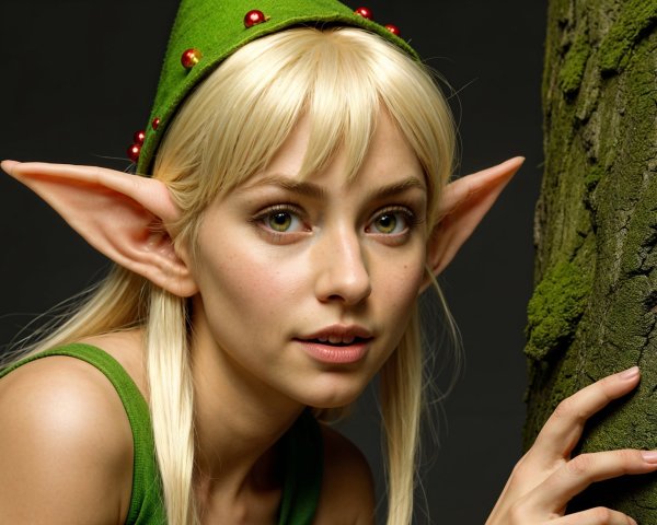 Young Woman with Elfin Features in Mystical Setting