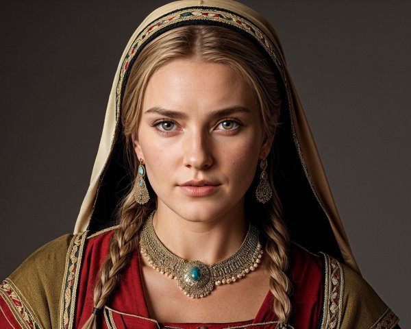 Elegant Young Woman in Traditional Attire with Jewelry