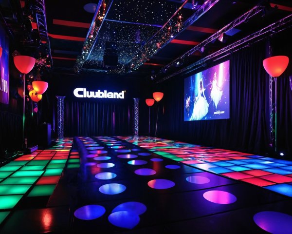 Vibrant Dance Floor with Colorful LED Tiles and Decor