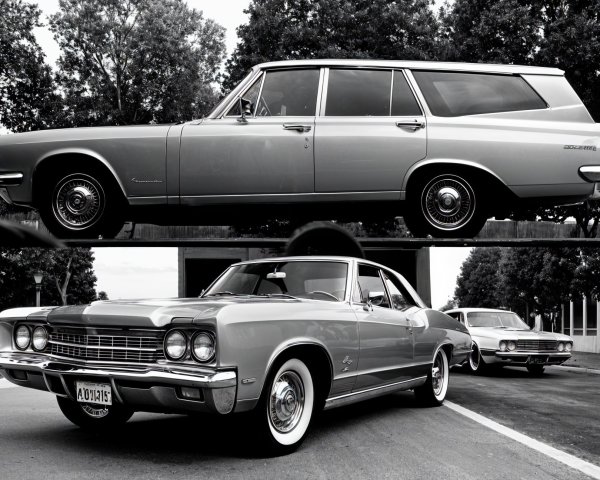 Classic American Car Scene with Vintage Vehicles