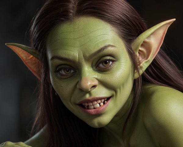 Fantasy Creature with Green Skin and Pointed Ears