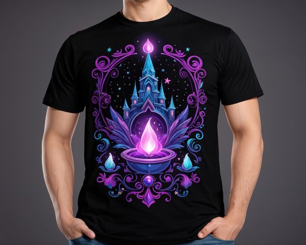 Mystical Castle T-Shirt with Vibrant Design Elements