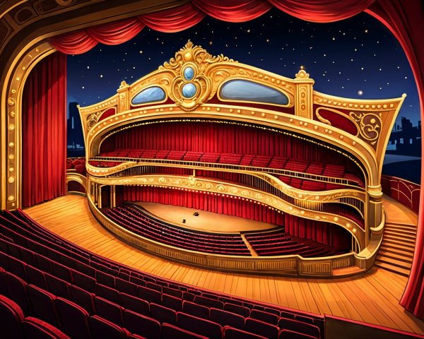Opulent Theater Interior with Gold and Red Accents