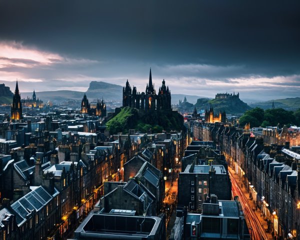 Twilight View of Edinburgh's Iconic Skyline and Architecture