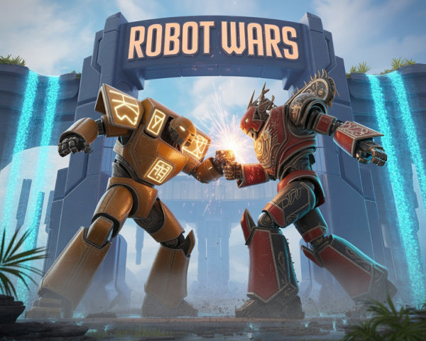 Colossal Robots Compete in Vibrant Arena Showdown