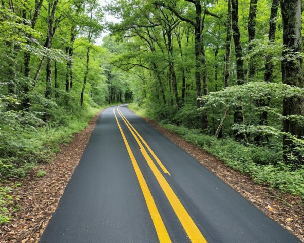 Winding Road Through Lush Green Forest Landscape