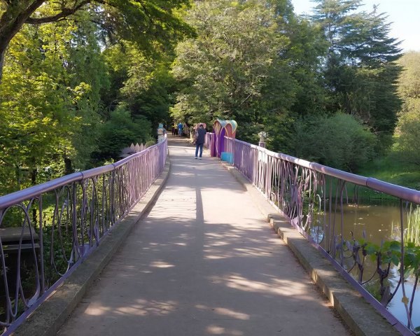 Urban Landscape Featuring Stone Bridge in Park