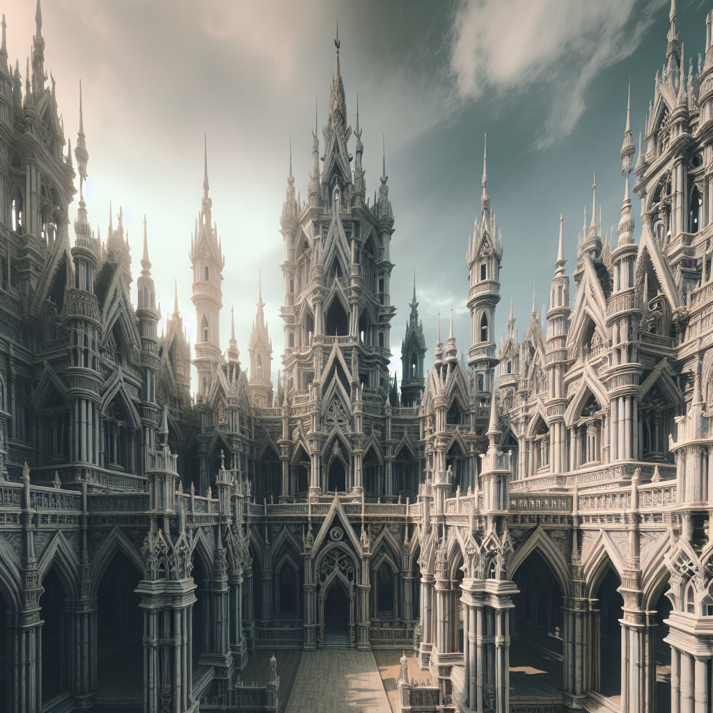 Fantasy Castle Complex with Intricate Architecture