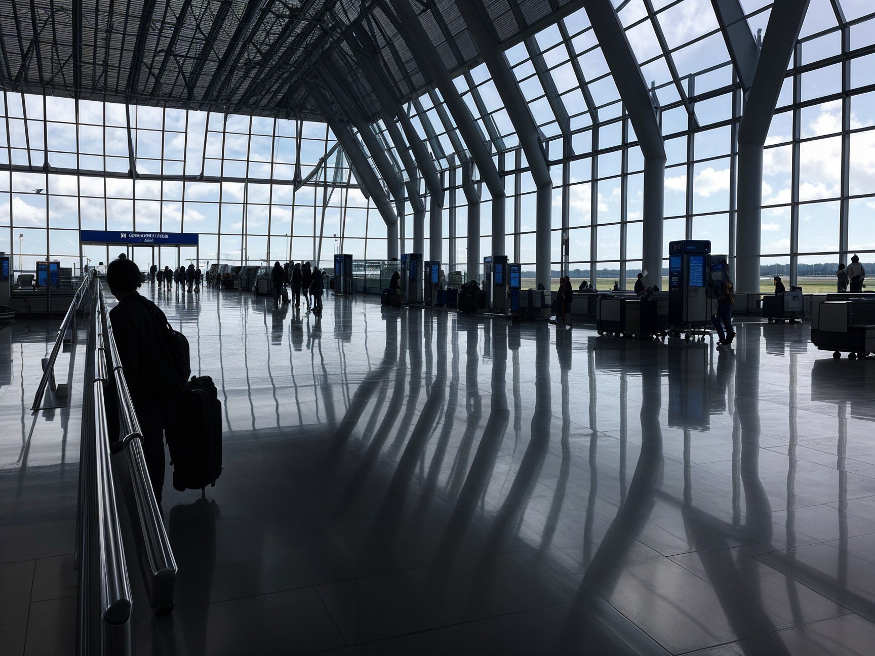 Spacious Airport Terminal with High Glass Ceilings