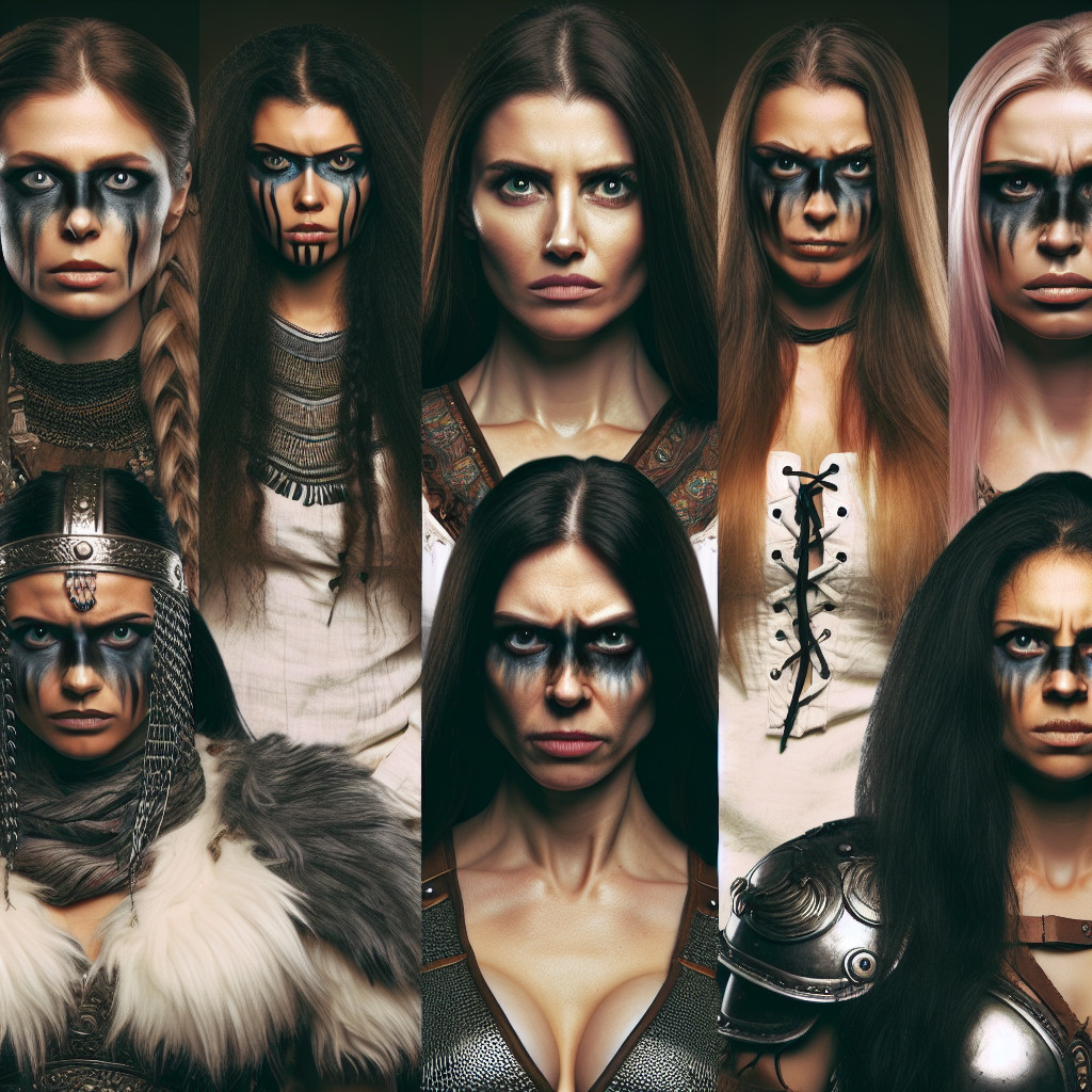 Collage of Fierce Women with Warrior Spirit and Attire