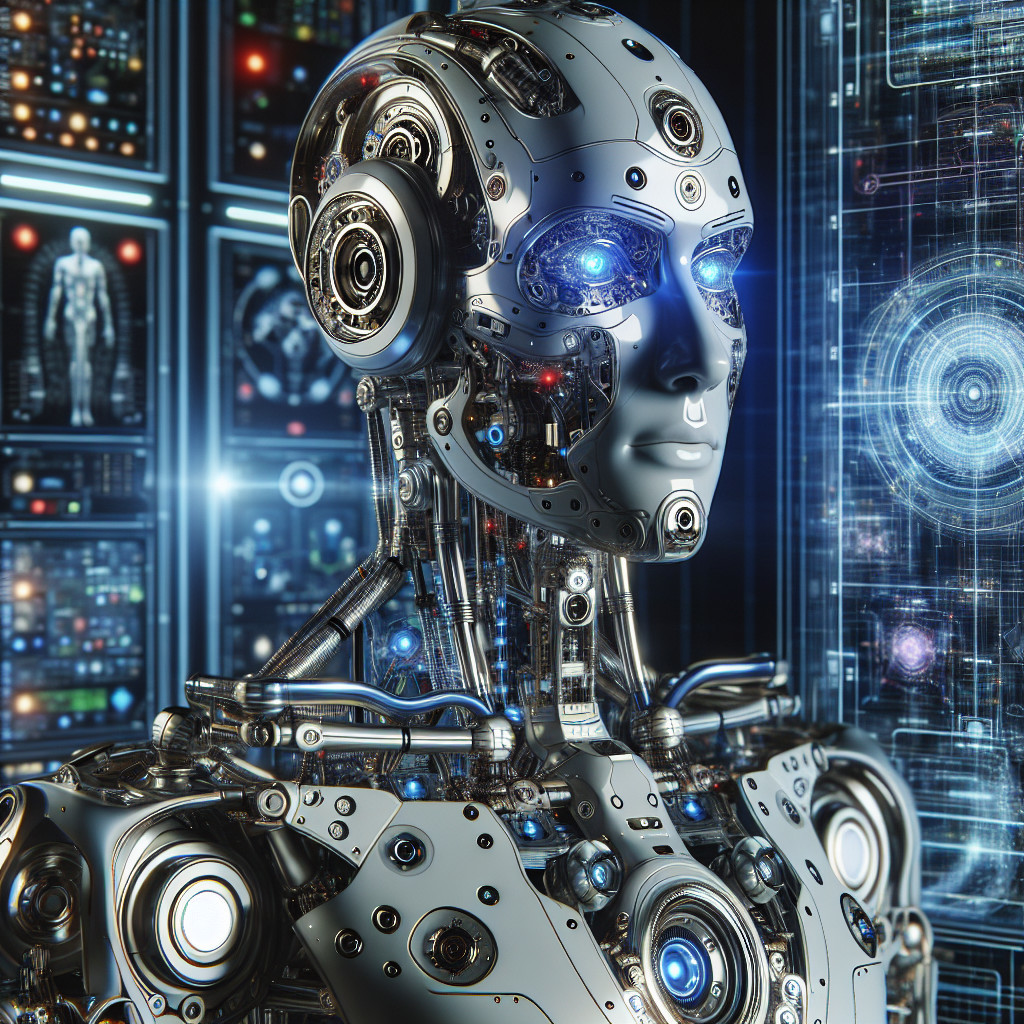 Futuristic Humanoid Robot in High-Tech Environment