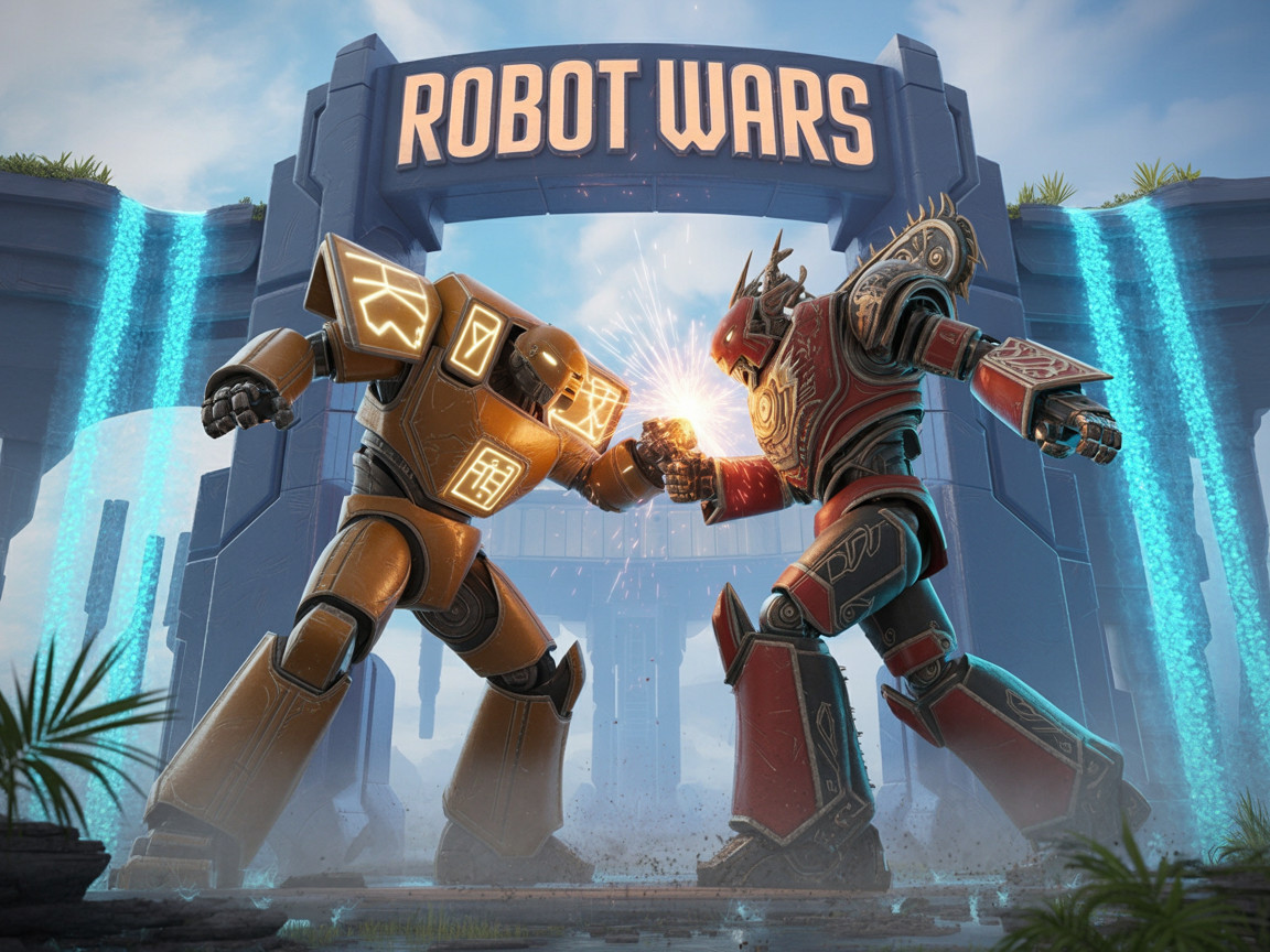 Colossal Robots Compete in Vibrant Arena Showdown