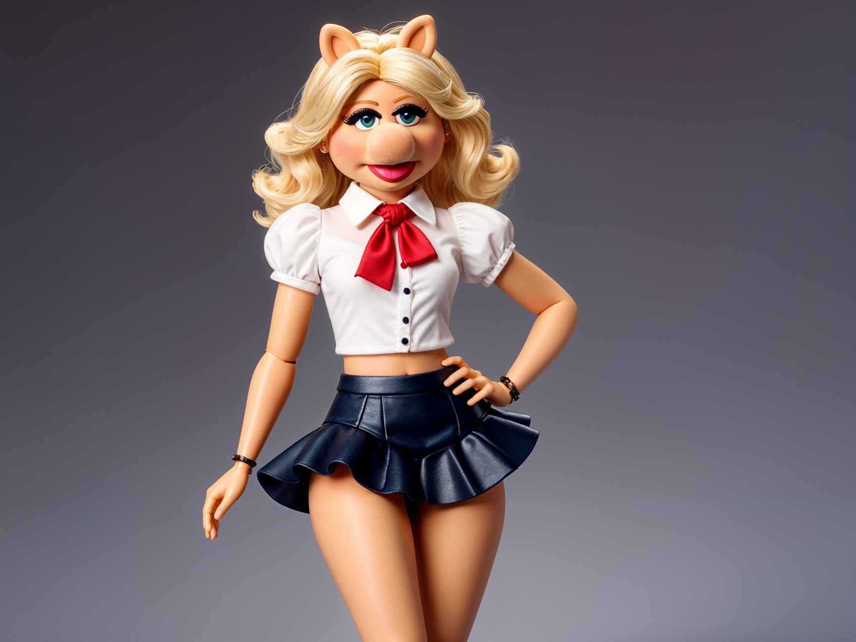 Stylized character with blonde hair and vibrant outfit