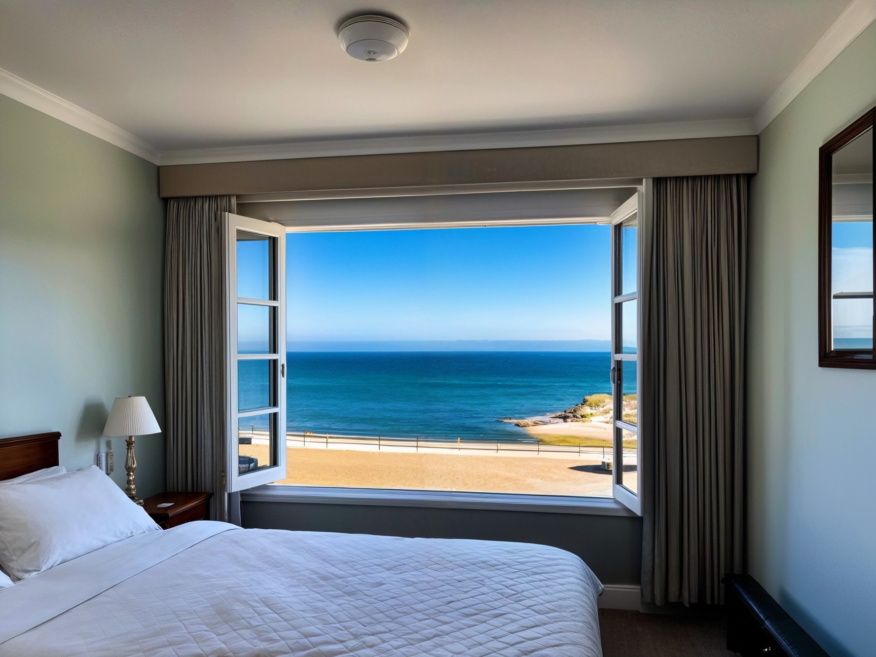 Serene Bedroom with Ocean View and Natural Light