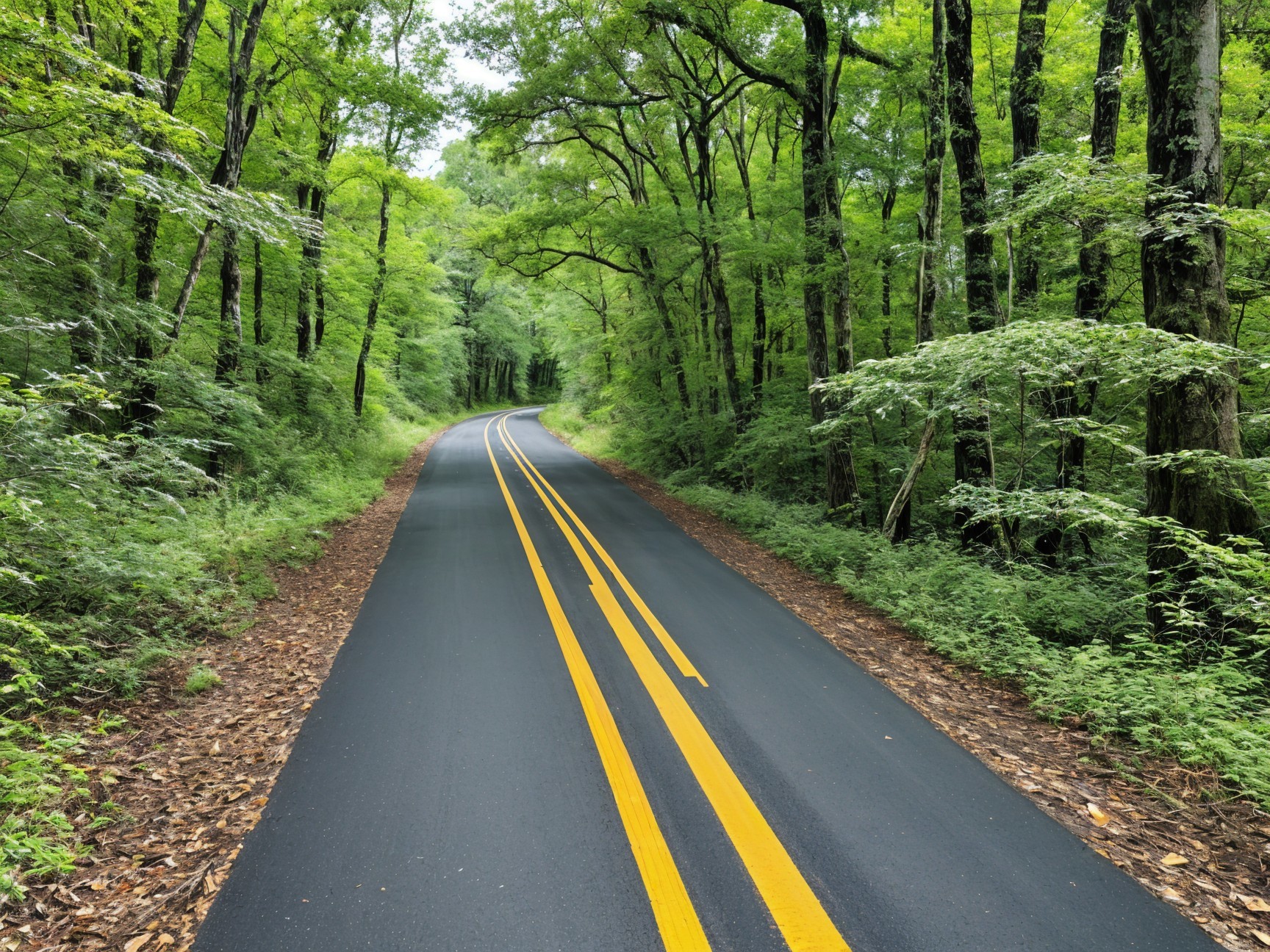 Winding Road Through Lush Green Forest Landscape