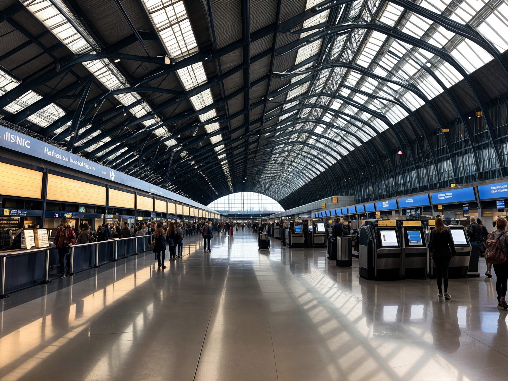 Spacious Airport Terminal with High Ceilings and Windows