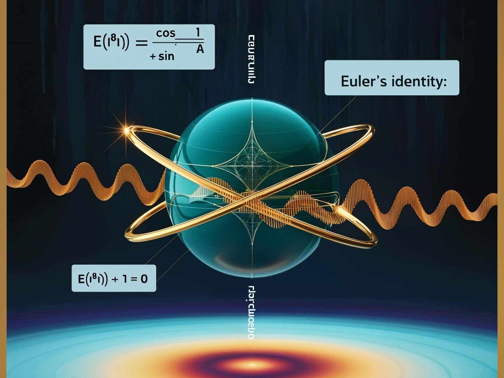 3D Sphere with Wave Pattern and Mathematical Equations