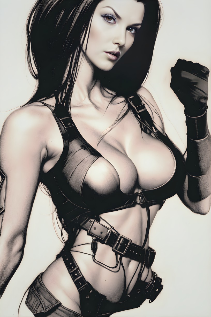 Stylized Illustration of a Confident Female Warrior