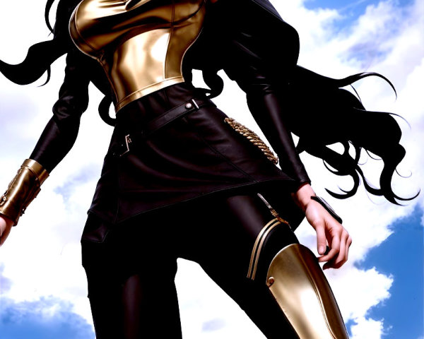 Confident Female Character in Futuristic Outfit