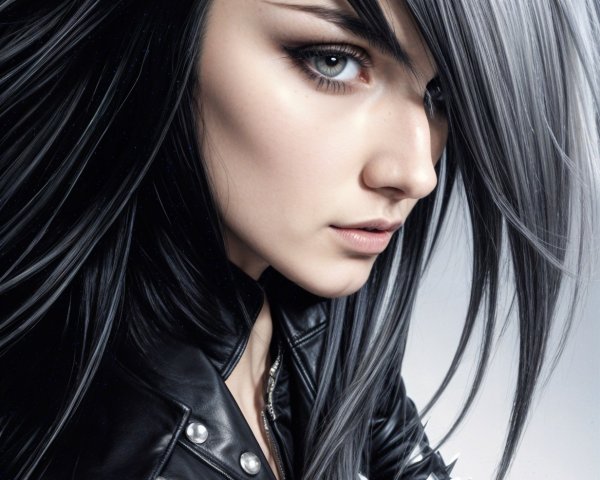 Portrait of a Young Woman with Edgy Style and Hair