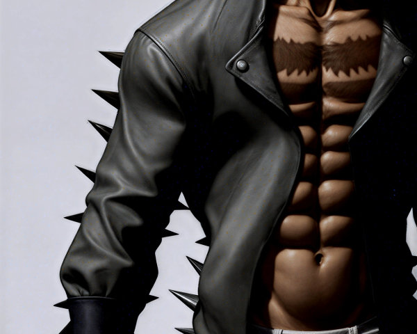 Muscular Male Character with Silver Hair and Jacket