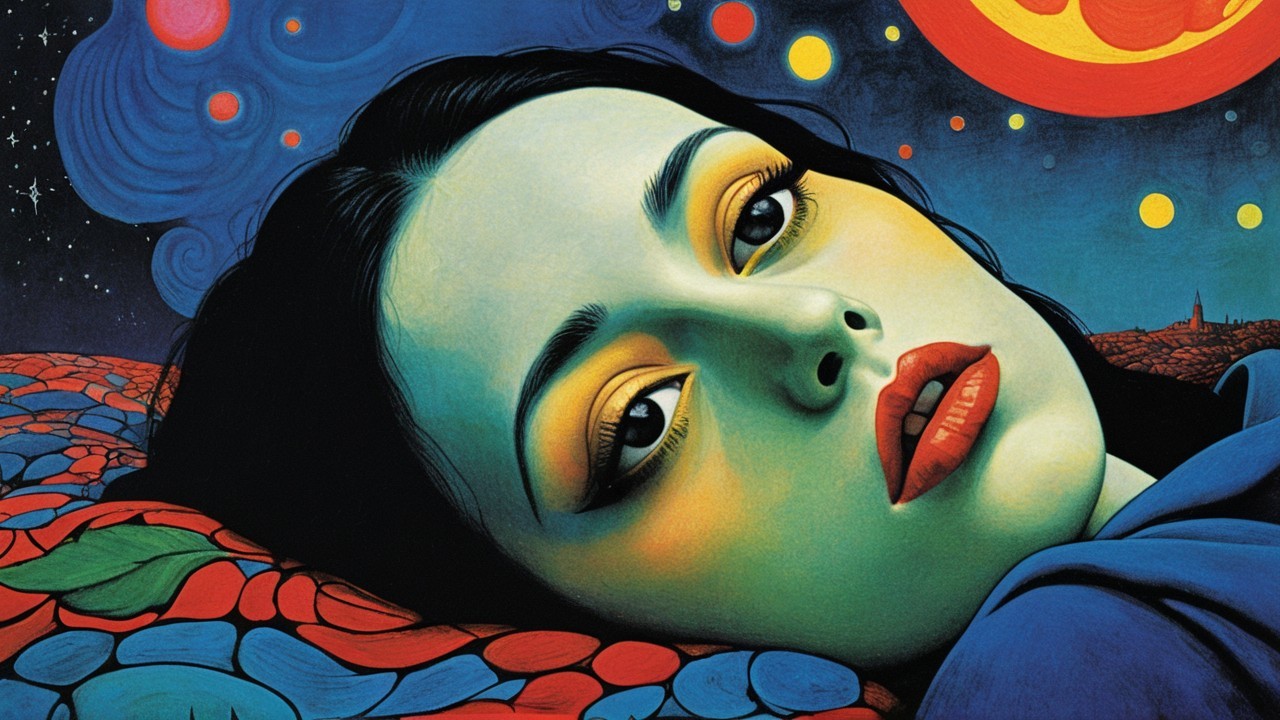 Vibrant Portrait of a Woman in Surreal Background