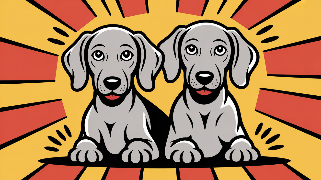 Cartoon Dogs with Floppy Ears and Vibrant Background