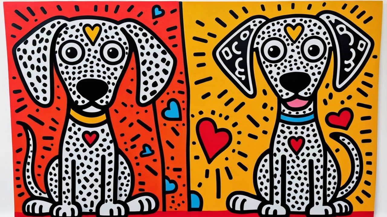 Cartoon Dogs with Playful Expressions and Patterns